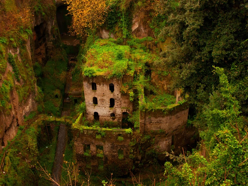 дом, заброшенность, руины, зелень, здание, ущелье, sorrento
