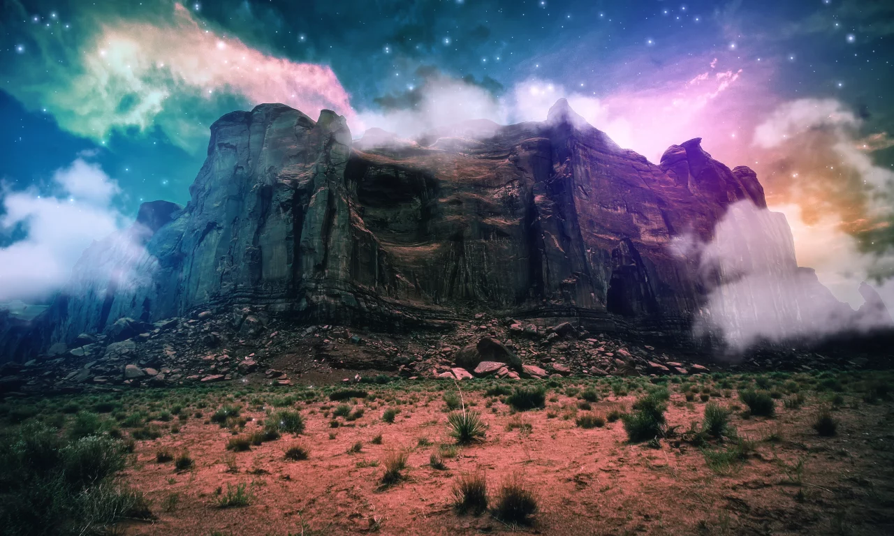 fantasy, another planet, скала, фантастика, гора, фентези, облака