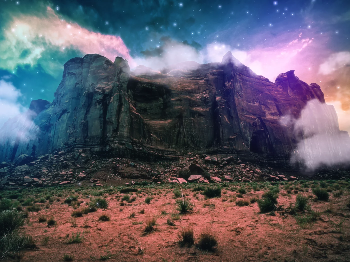 fantasy, another planet, скала, фантастика, гора, фентези, облака