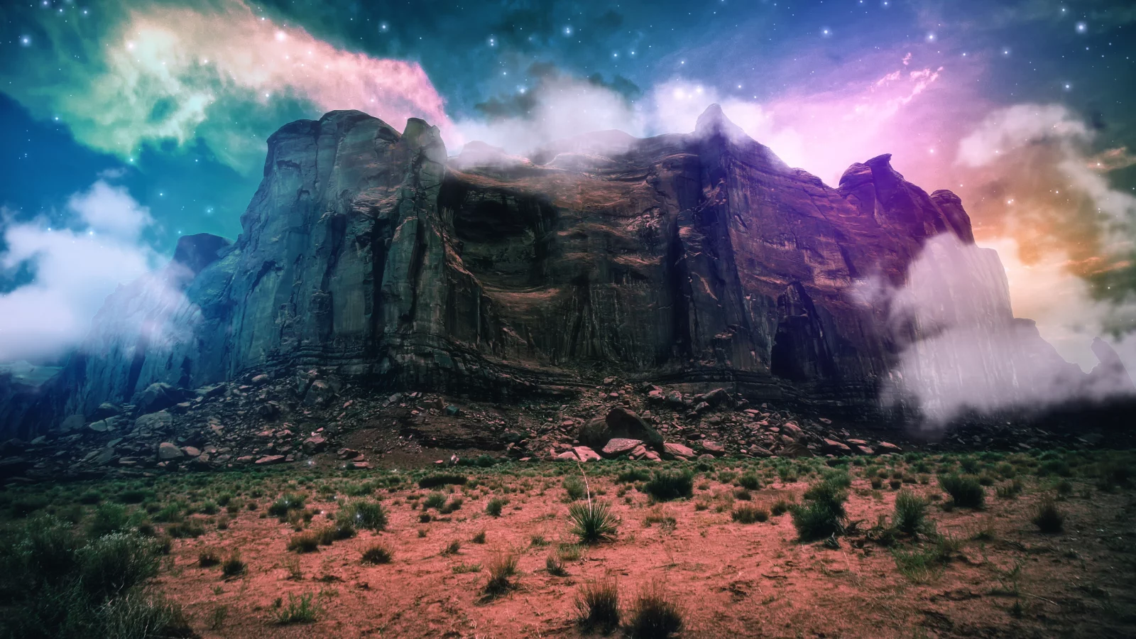 fantasy, another planet, скала, фантастика, гора, фентези, облака