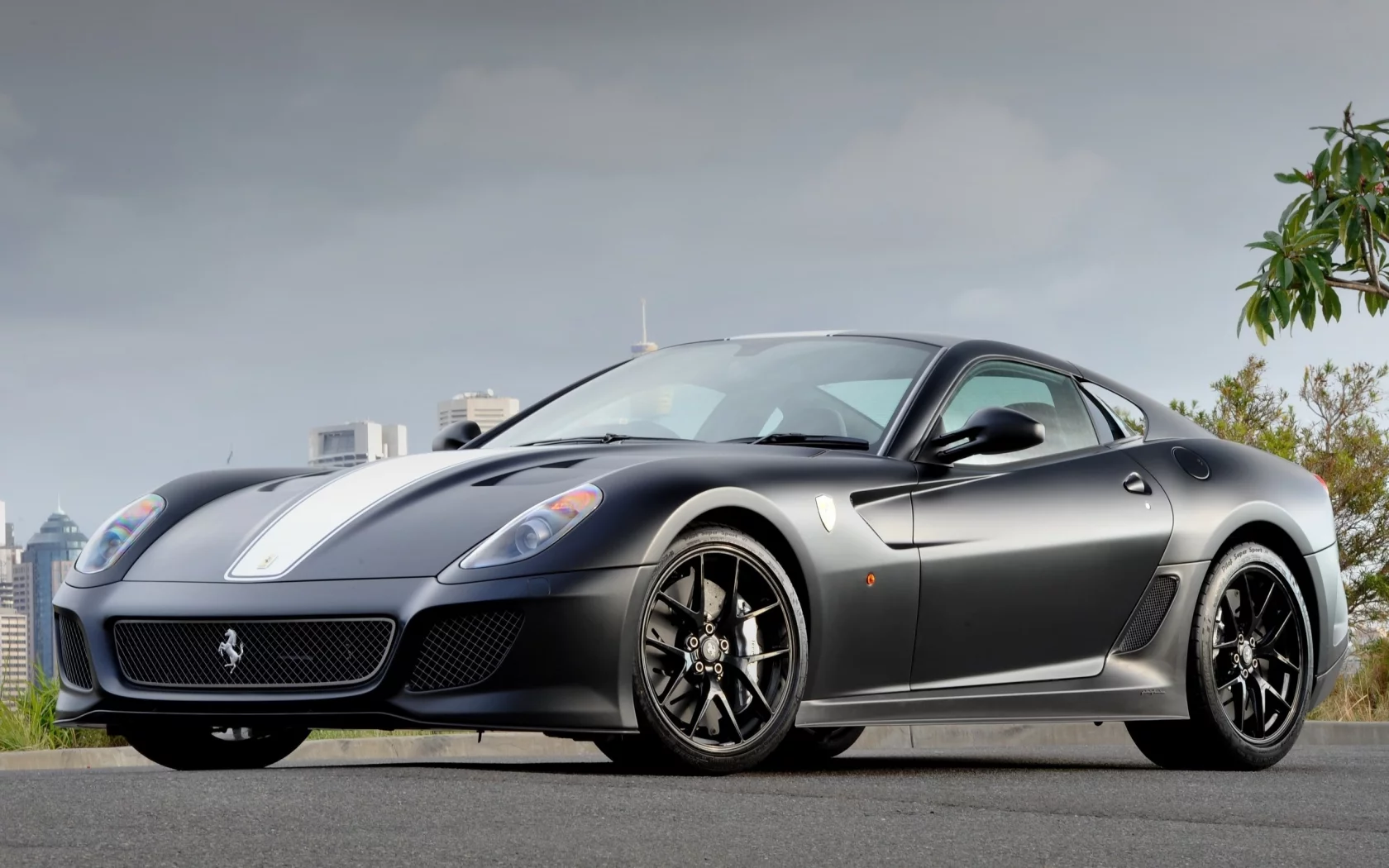 серая, gto, феррари, 599, ferrari