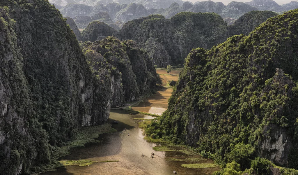 горы, река, лес, vietnam, near tam coc, вьетнам