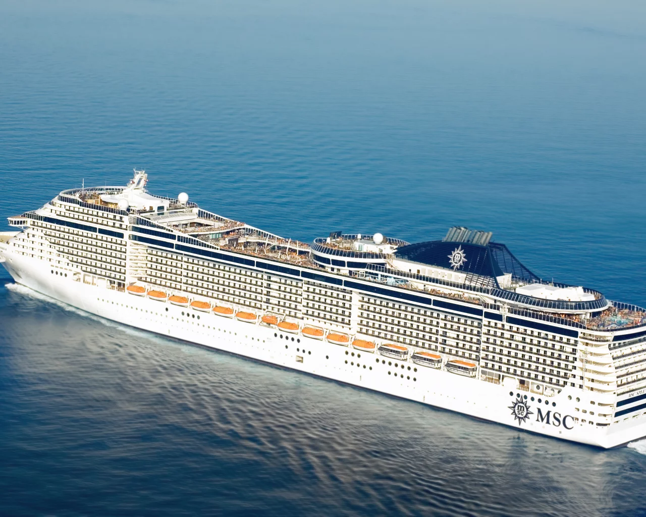 судно, пассажирское, на ходу, msc, splendida, море, вода