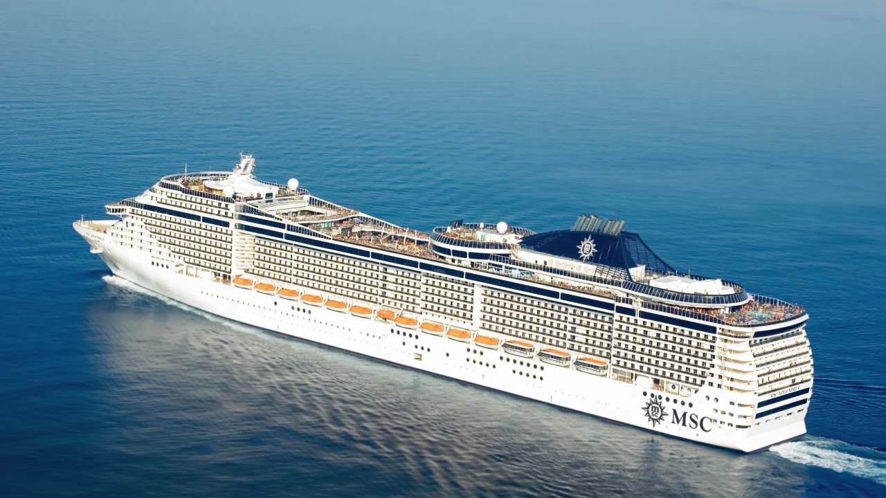 судно, пассажирское, на ходу, msc, splendida, море, вода