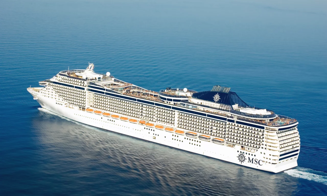 судно, пассажирское, на ходу, msc, splendida, море, вода