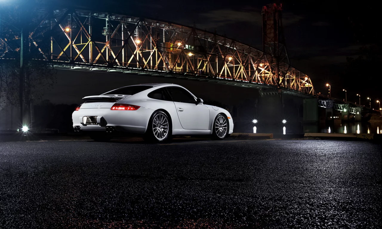 ночь, porsche 911 carrera, порше, мост