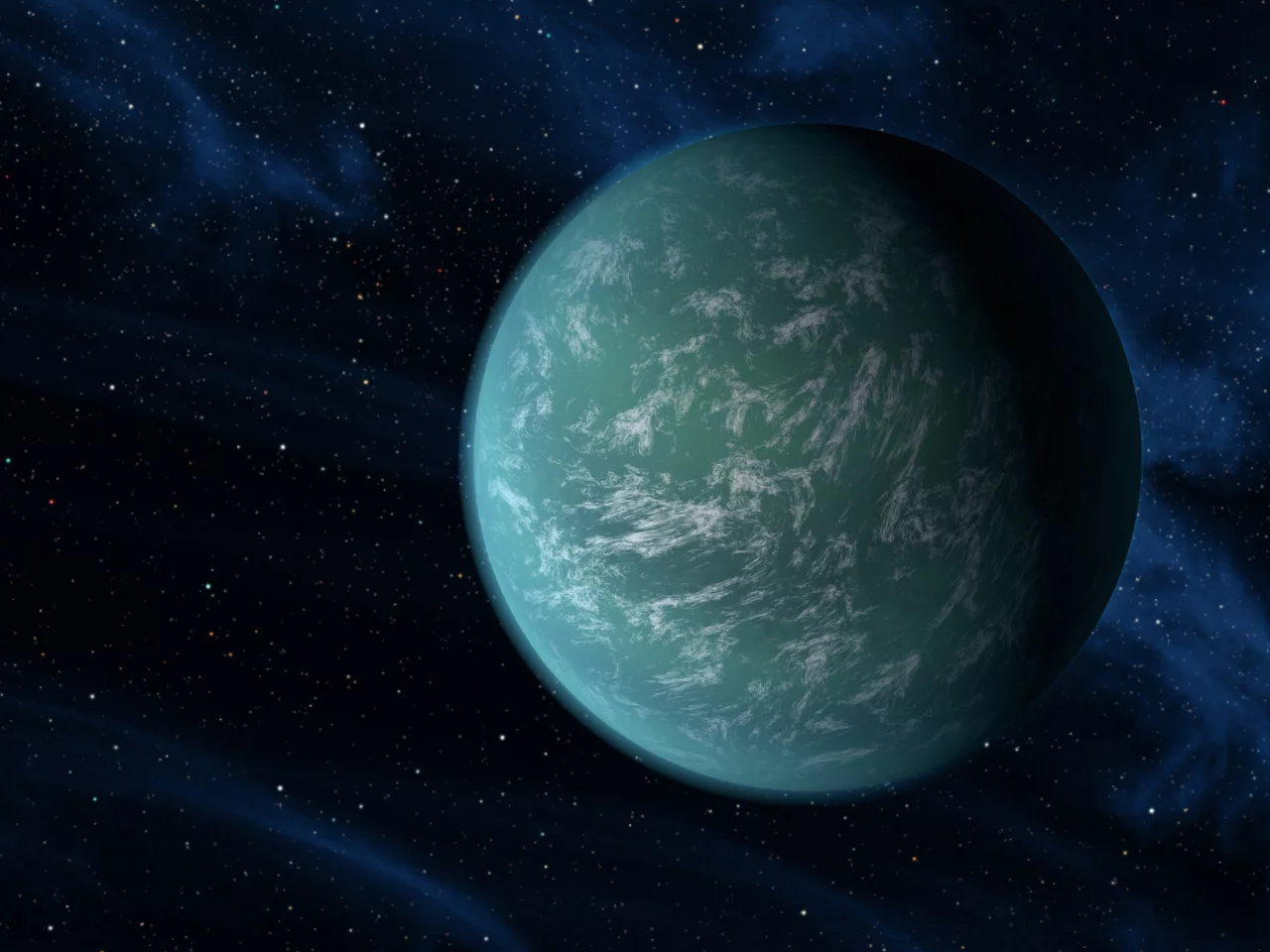 planet, kepler 22-b, green, nasa