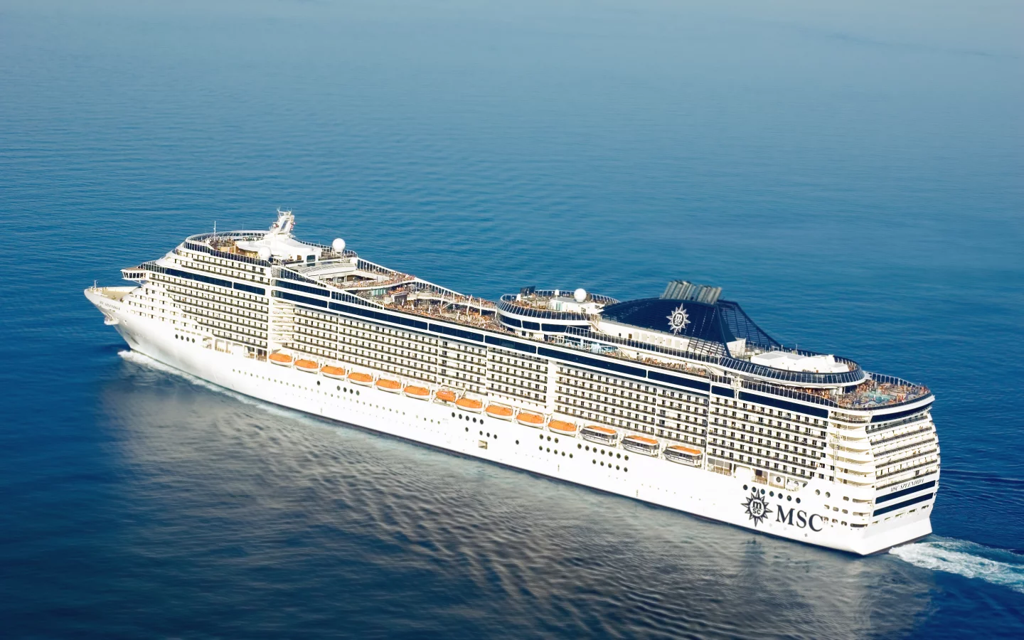 судно, пассажирское, на ходу, msc, splendida, море, вода