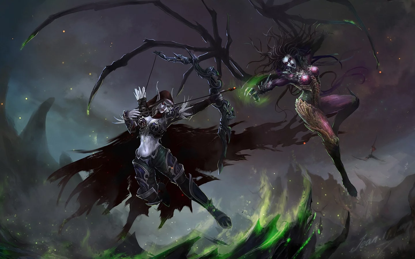 арт, девушки, sylvanas windrunner, sarah kerrigan, world of warcraft, starcraft