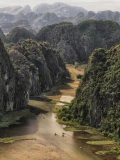 горы, река, лес, vietnam, near tam coc, вьетнам