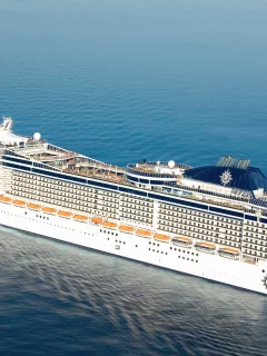 судно, пассажирское, на ходу, msc, splendida, море, вода
