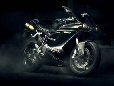 спортивный мотоцикл, black, ducati, 848, evo