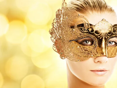 face, adorned, hair, blue eyes, blonde, mask