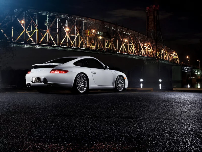 ночь, porsche 911 carrera, порше, мост