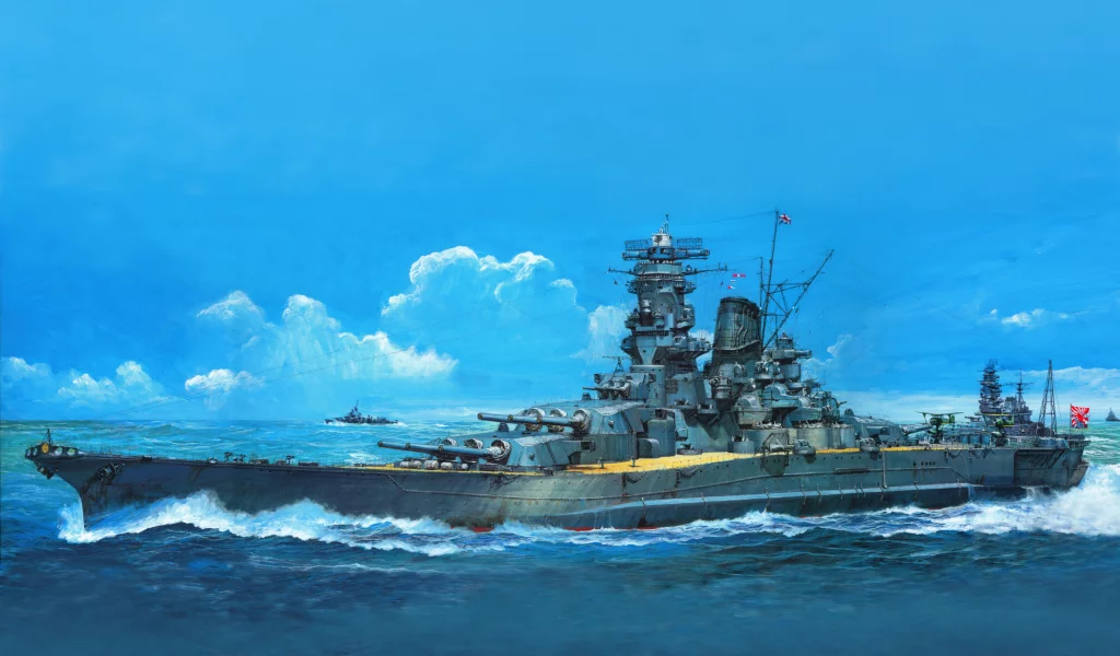 musashi tamiya , рисунок, арт, линкор