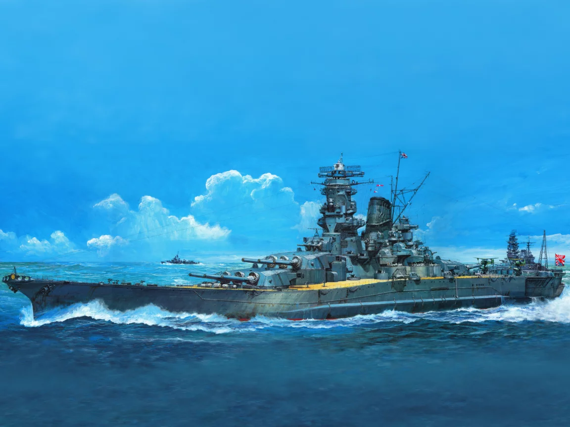 musashi tamiya , рисунок, арт, линкор