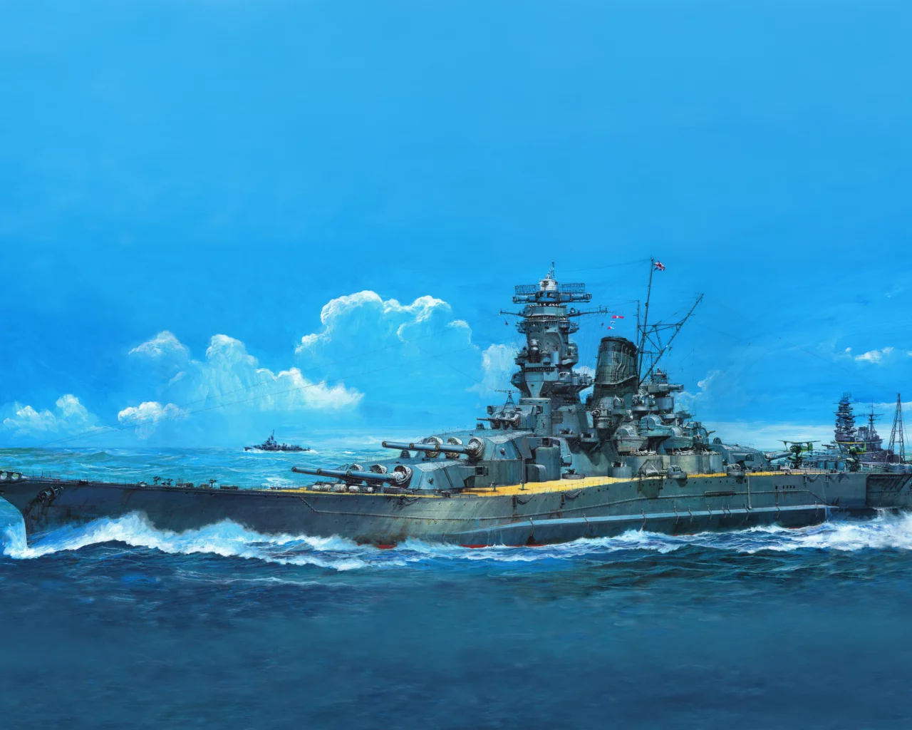 musashi tamiya , рисунок, арт, линкор