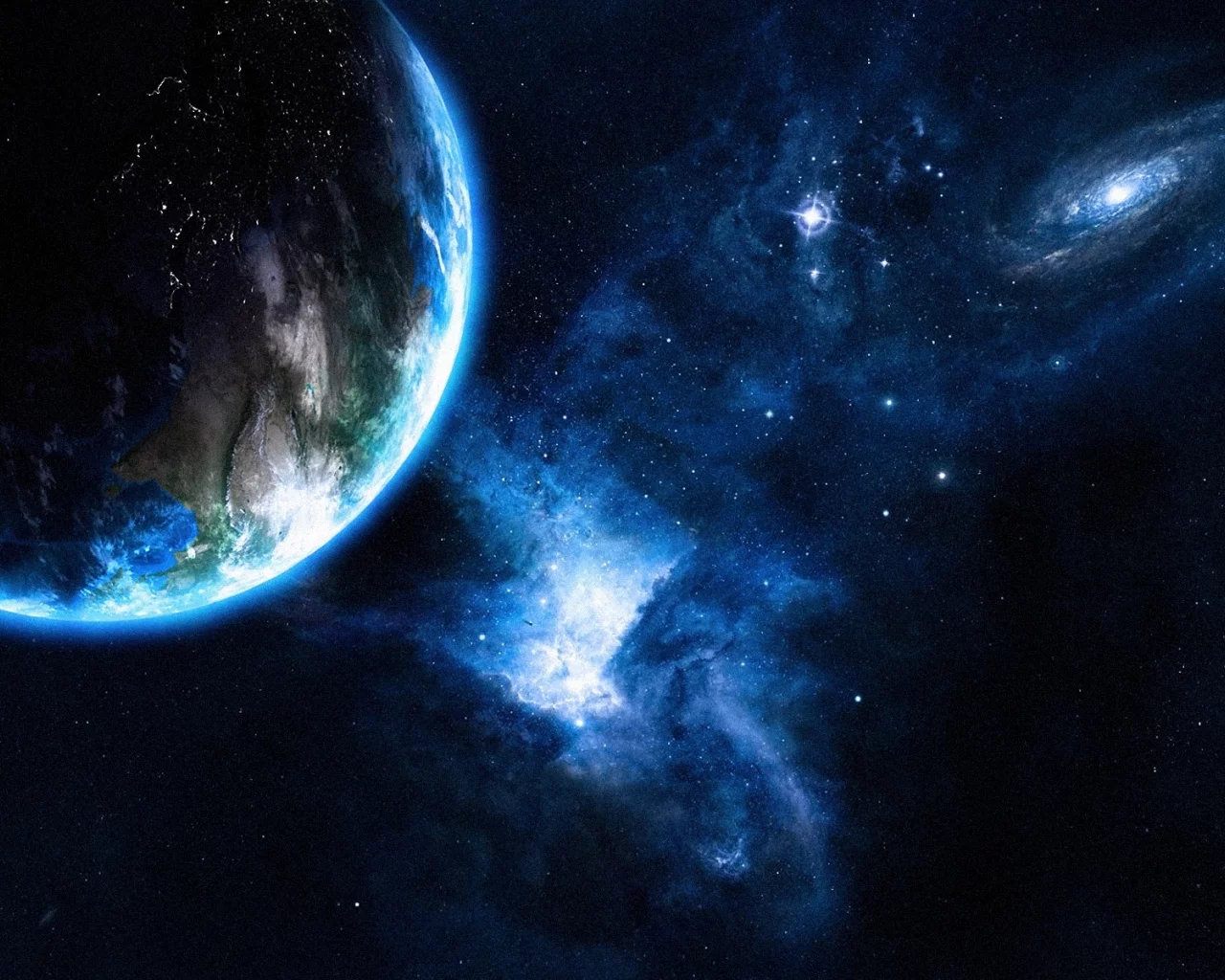 sci fi, stars, planets, oceans, galaxy, light, earth