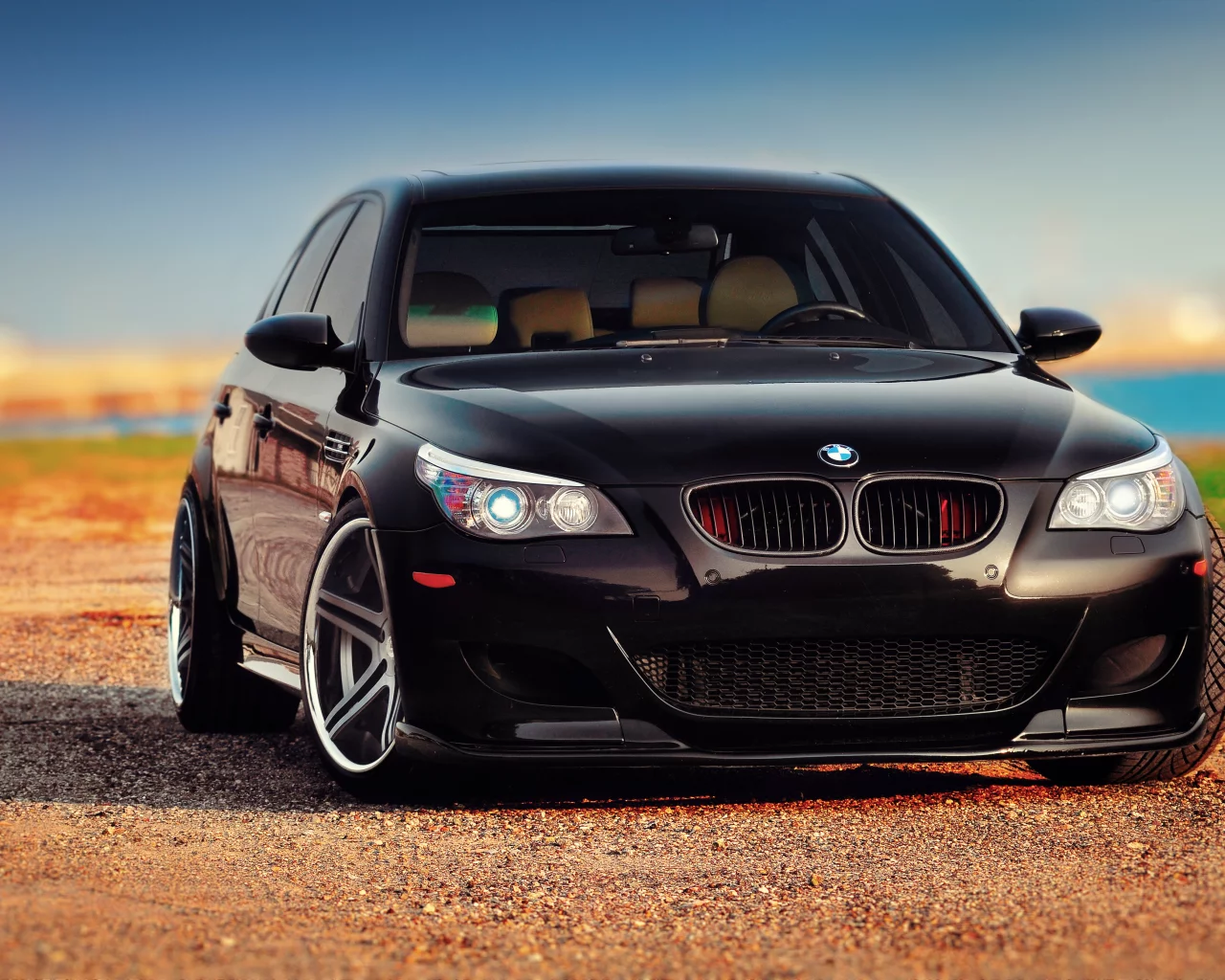 bmw, black, m5, e60, front