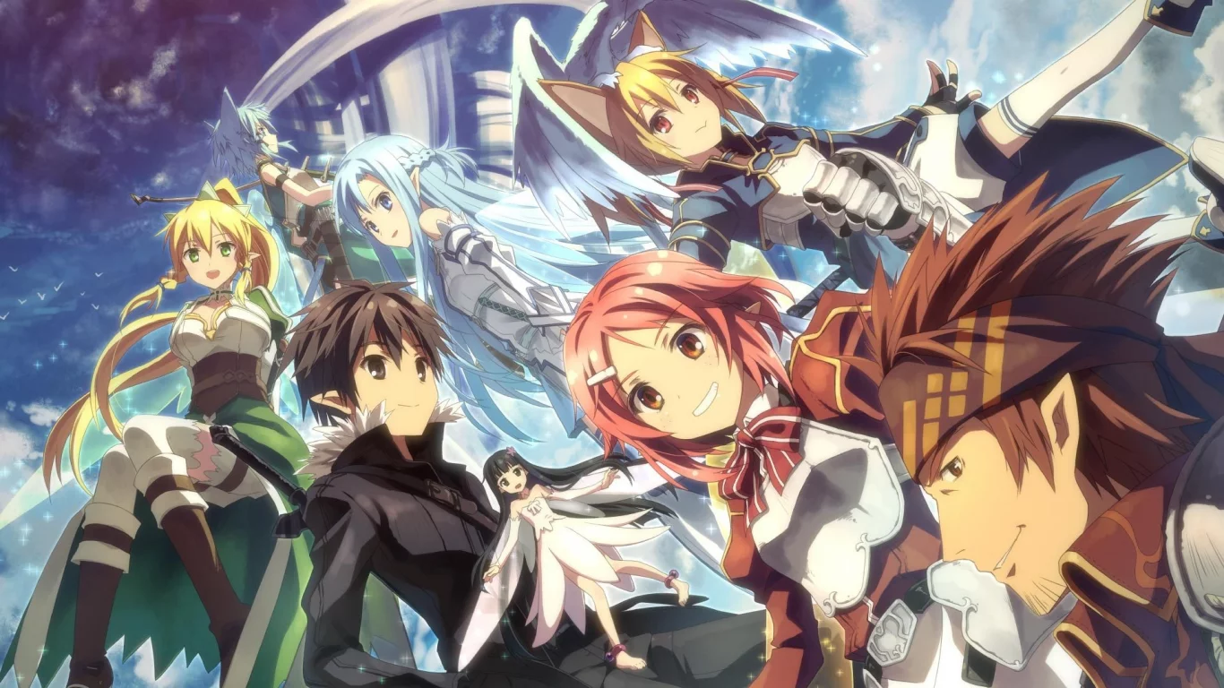 мастера меча онлайн, leafa, klein, sword art online, silica, asuna, kirito, sinon