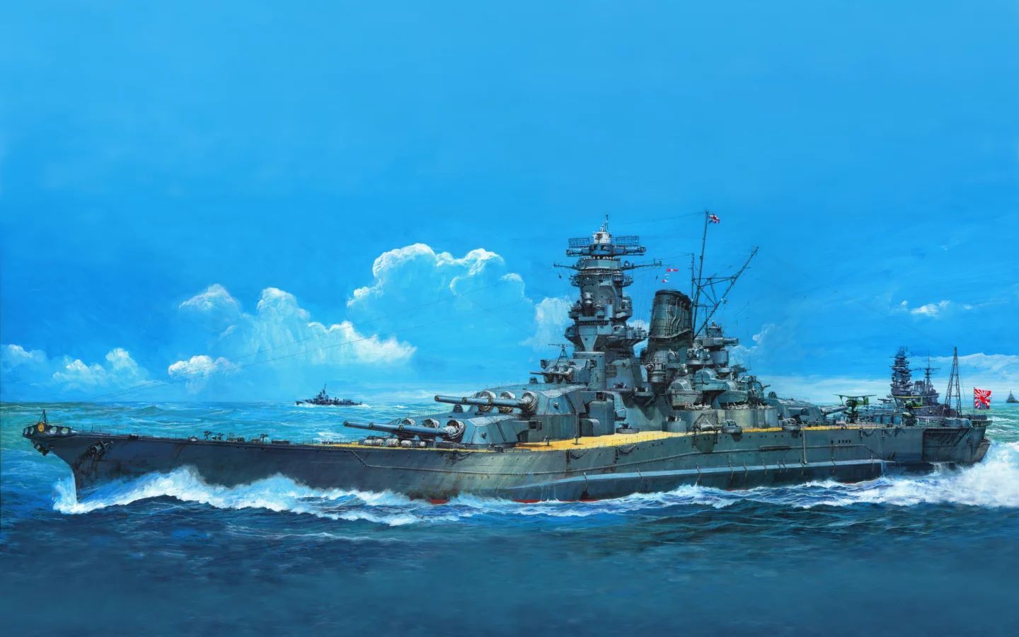 musashi tamiya , рисунок, арт, линкор