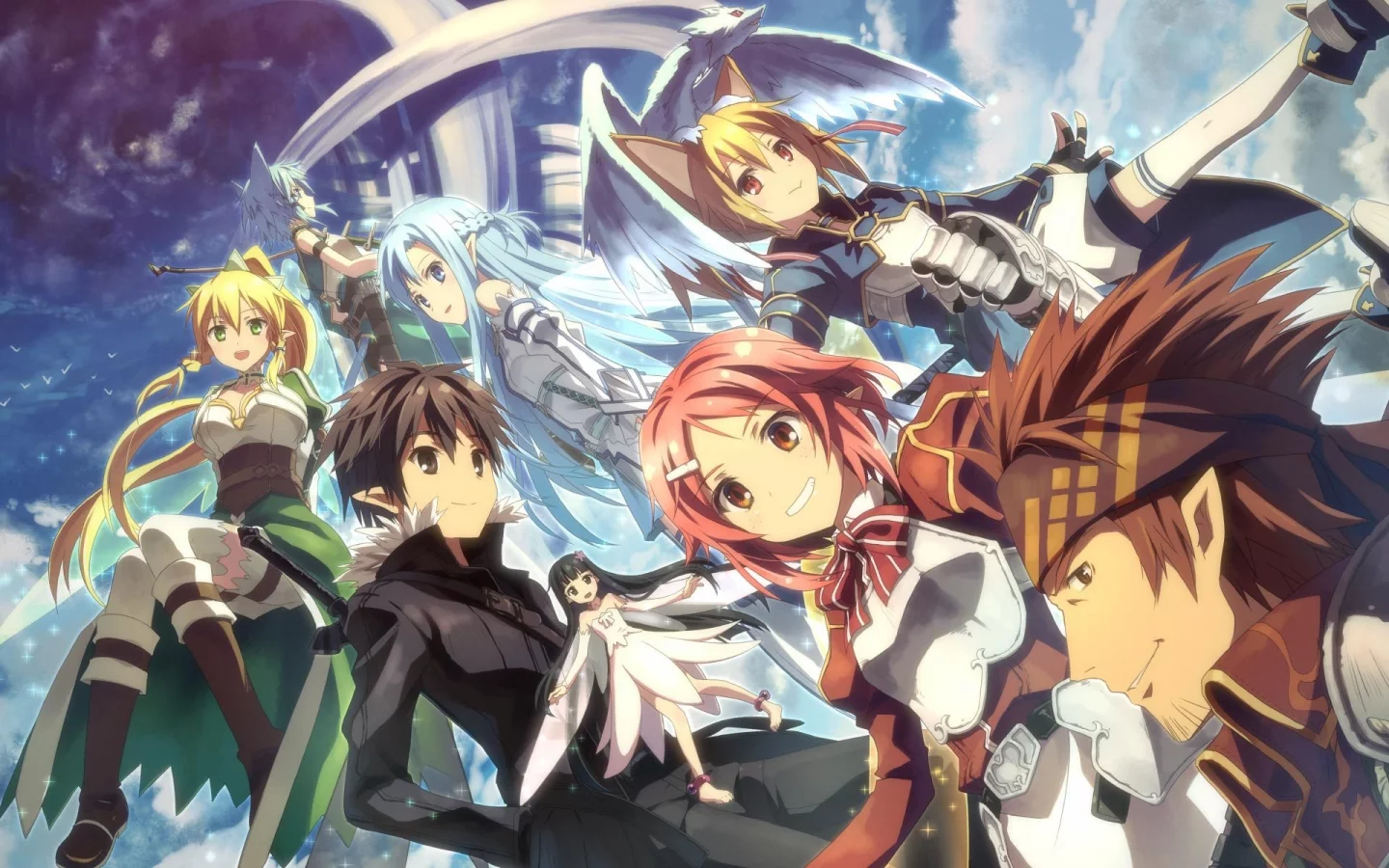мастера меча онлайн, leafa, klein, sword art online, silica, asuna, kirito, sinon