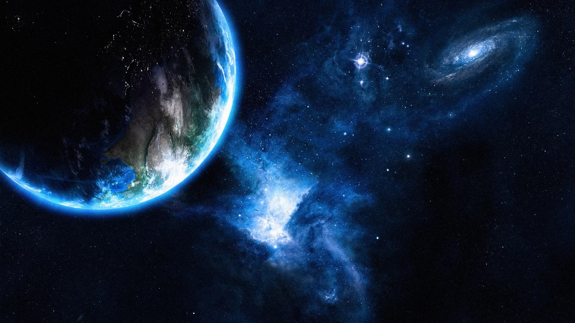 sci fi, stars, planets, oceans, galaxy, light, earth