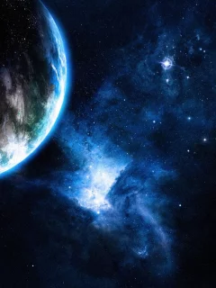 sci fi, stars, planets, oceans, galaxy, light, earth
