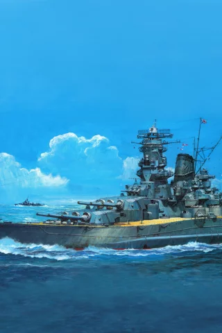 musashi tamiya , рисунок, арт, линкор