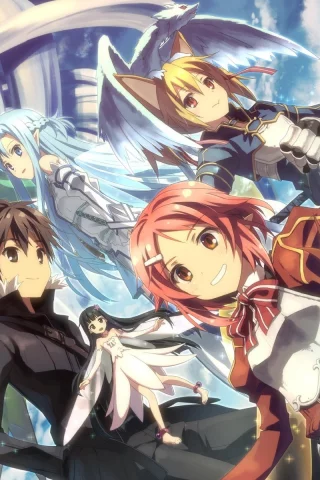 мастера меча онлайн, leafa, klein, sword art online, silica, asuna, kirito, sinon