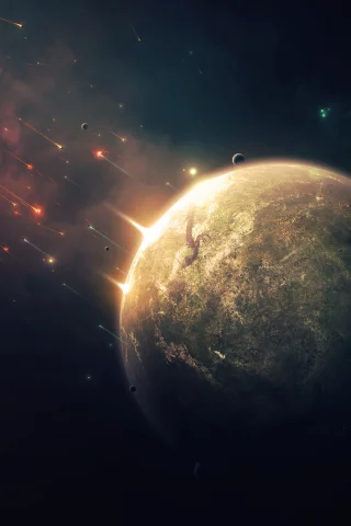 star, planet, brown, sci fi, war, attack and defense, dry