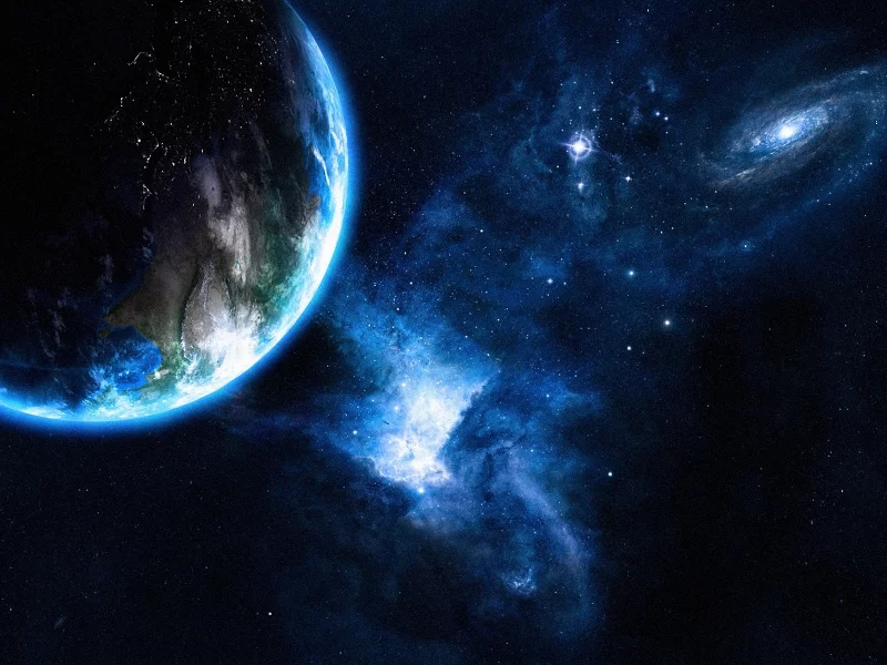 sci fi, stars, planets, oceans, galaxy, light, earth