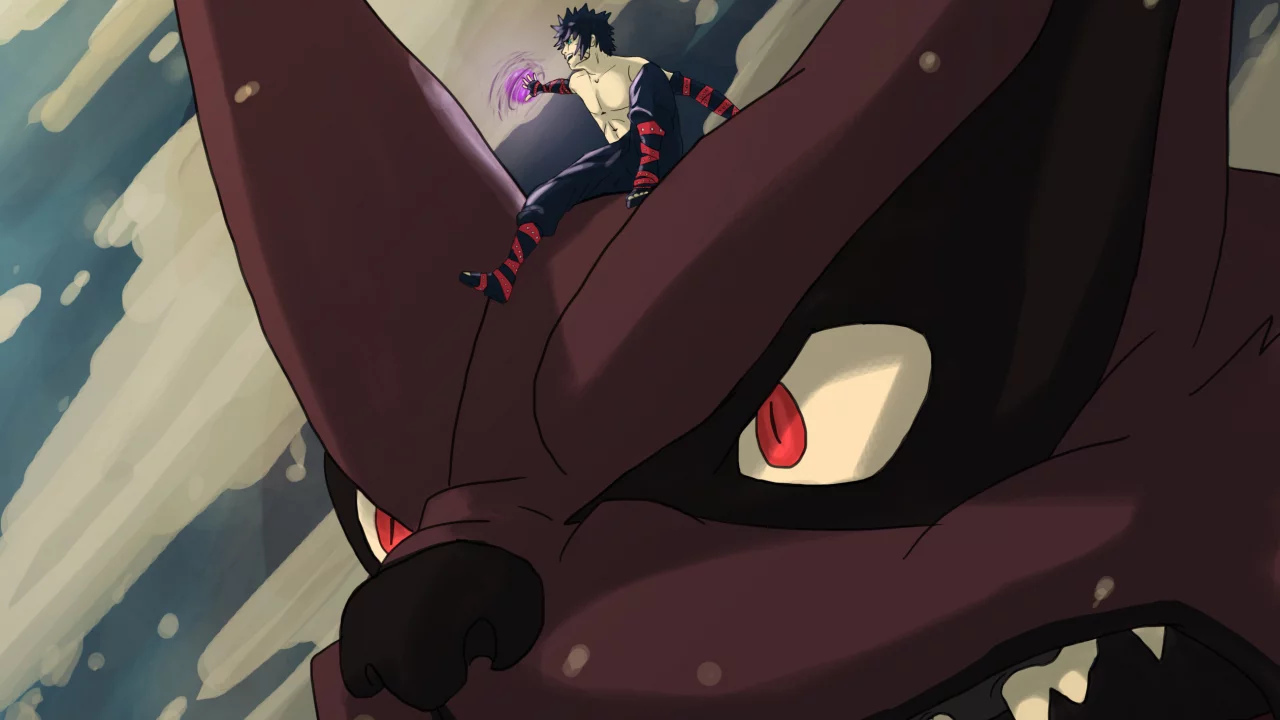девятихвостый, kyuubi, naruto, парень, menma, арт, аниме