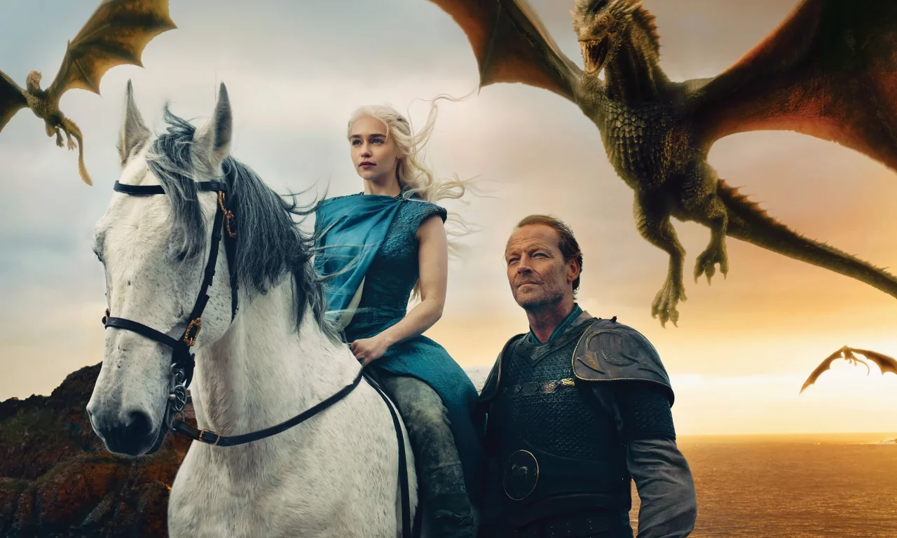 драконы, game of thrones, daenerys targaryen, jorah mormont, iain glen, emilia clarke