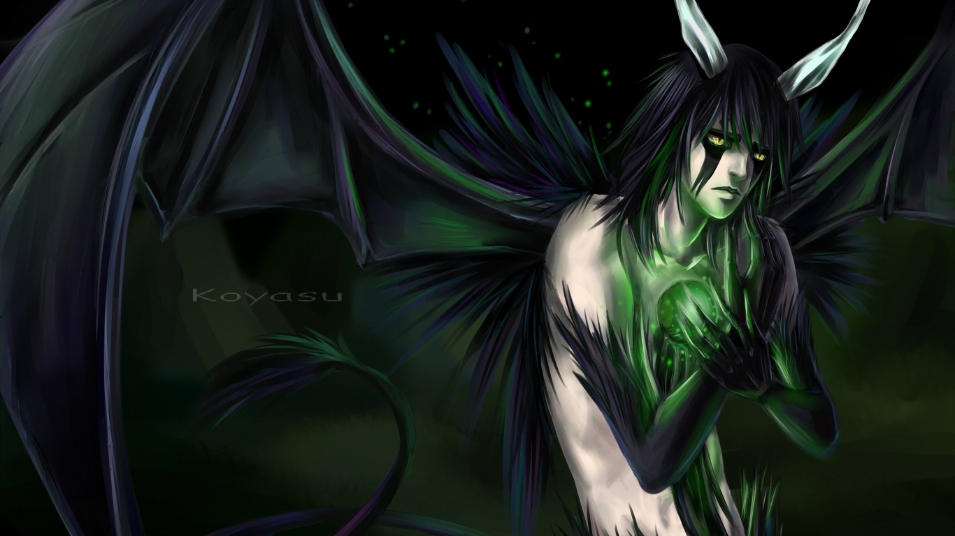 Картинка на рабочий стол демон, ulquiorra schiffer, парень, аниме, bleach,  блич, koyasu, арт 1366 x 768