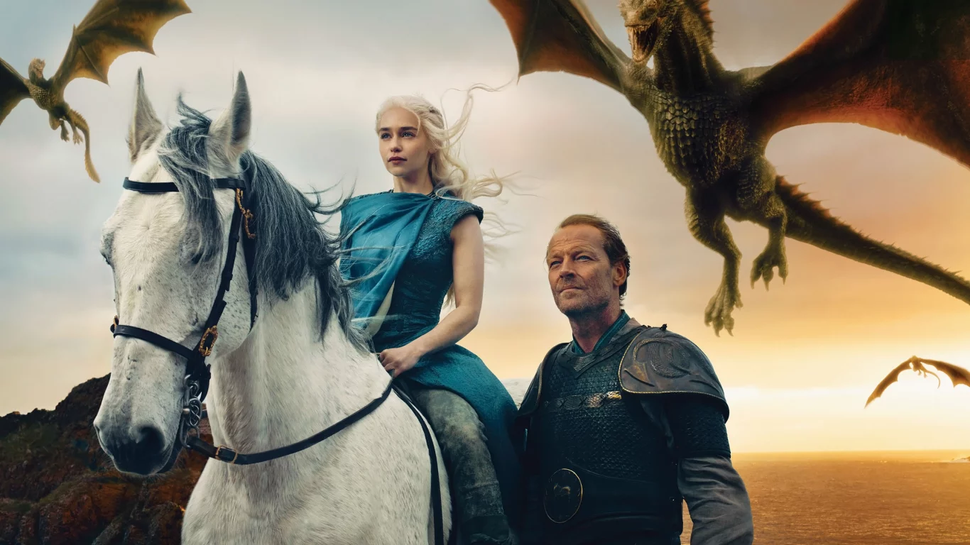 драконы, game of thrones, daenerys targaryen, jorah mormont, iain glen, emilia clarke