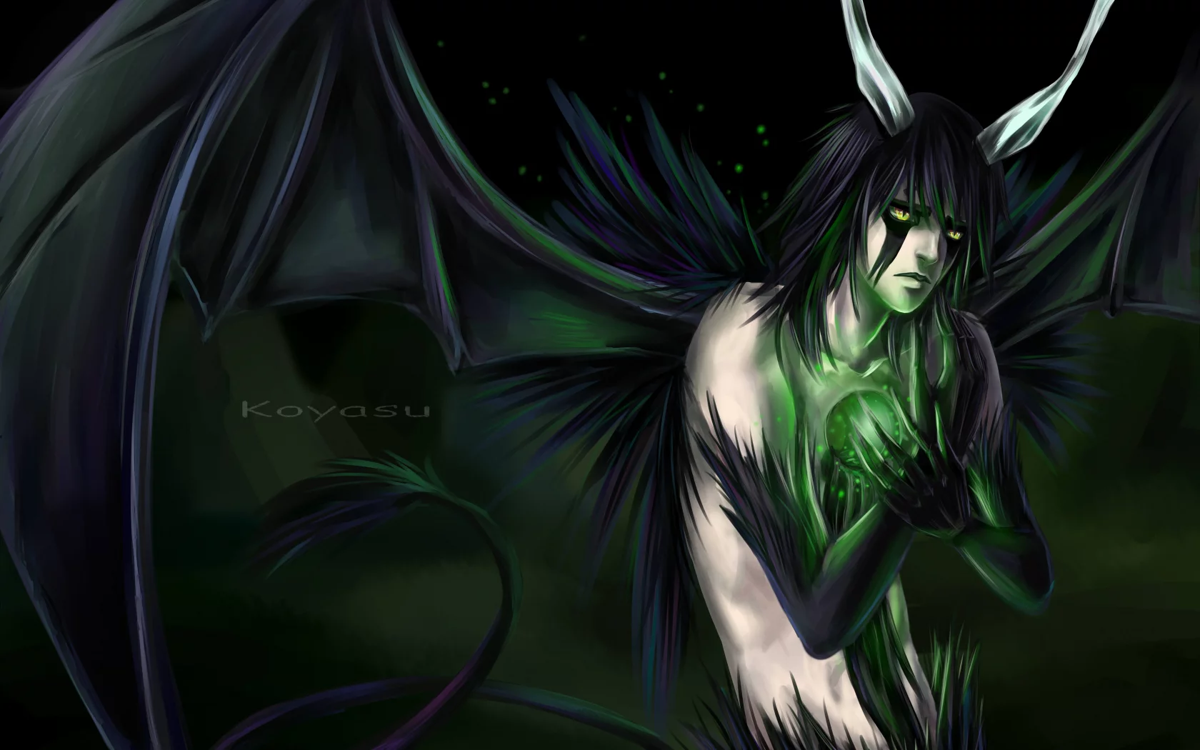 демон, ulquiorra schiffer, парень, аниме, bleach, блич, koyasu, арт
