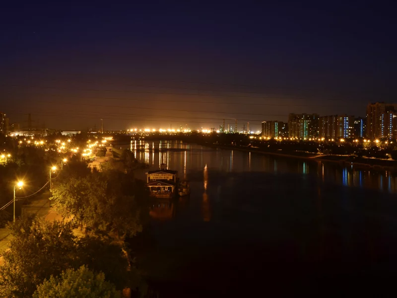 ночь, река, город