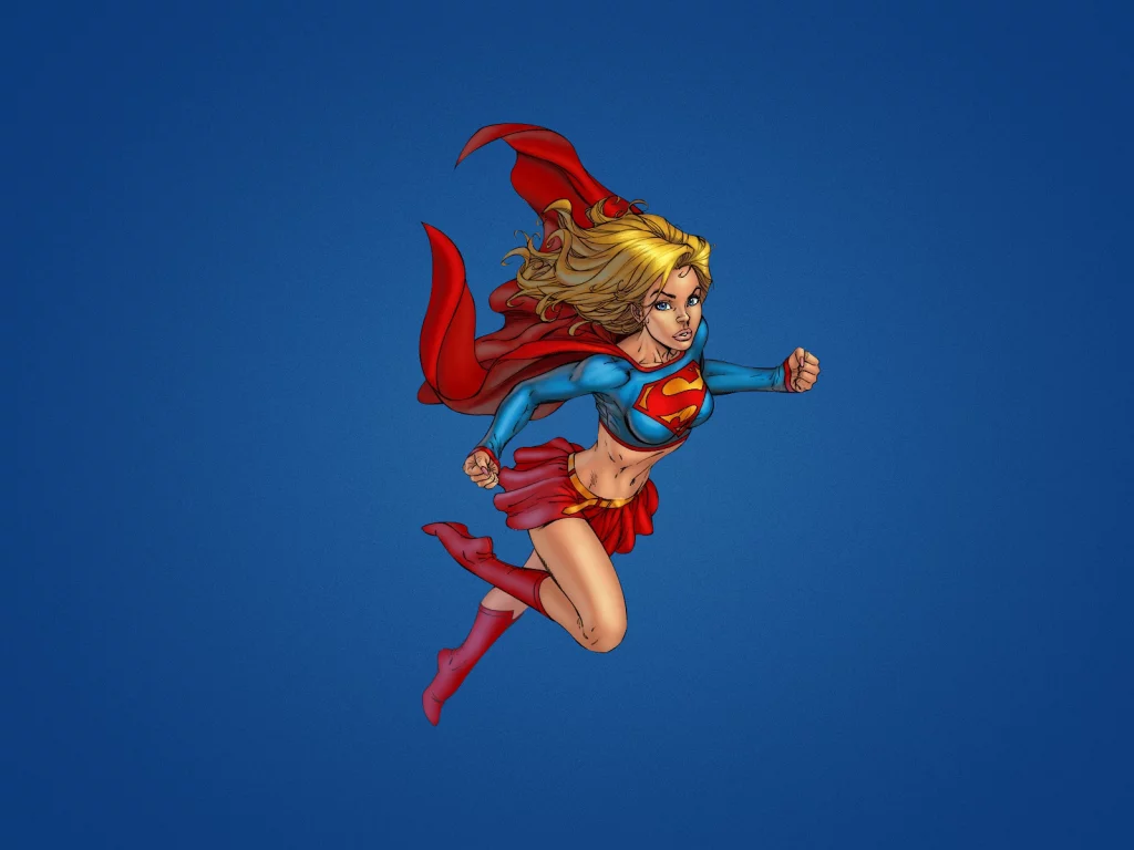 супергерл, супердевушка, плащ, supergirl, синий фон