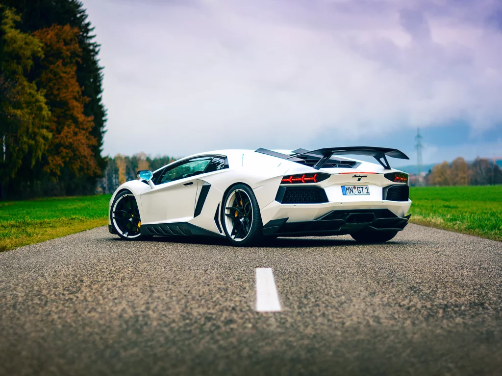 небо, тюнинг, aventador, lamborghini, дорога, белая