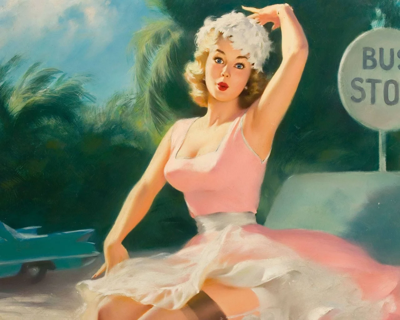 девушка, удивление, пин ап, художественный, pin up