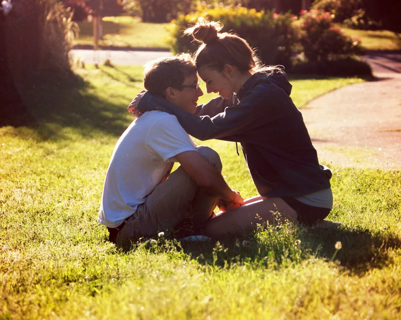lovers, in love, boy and girl, grass
