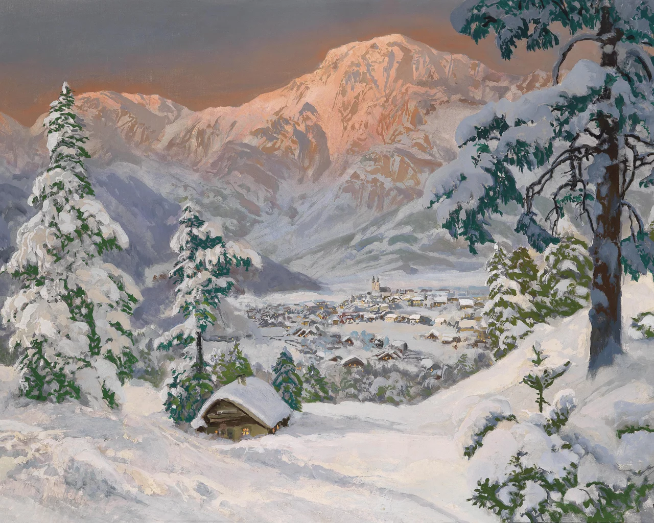 alois arnegger, альпы, снег, пейзаж, зима, елка