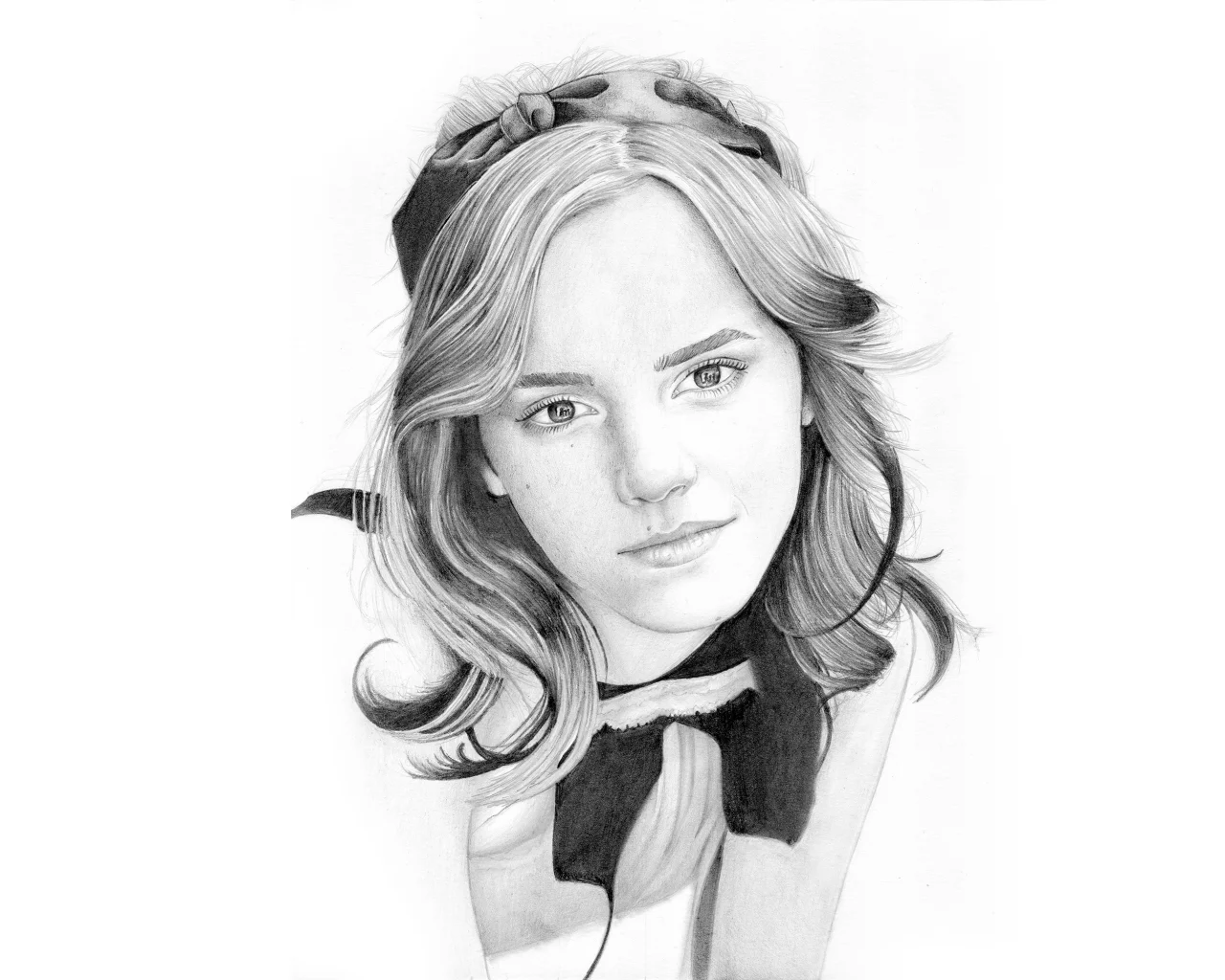 рисунок, карандаш, emma watson, портрет