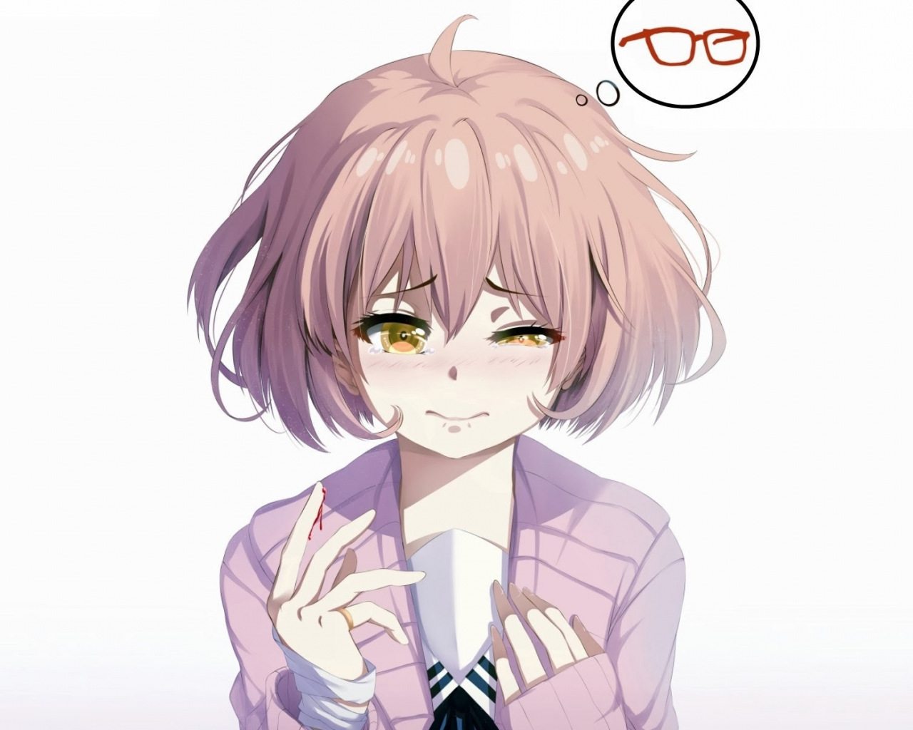 Картинка на рабочий стол девушка, очки, kyoukai no kanata, kuriyama mirai,  за гранью, anime, art 1280 x 1024