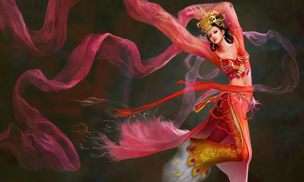 танец, девушка, diao chanii, ветер, фентези