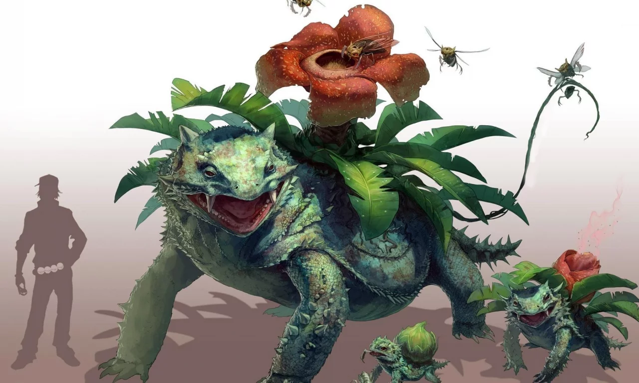 бульбазавр арт, ivysaur, venusaur, bulbasaur, fantasy art