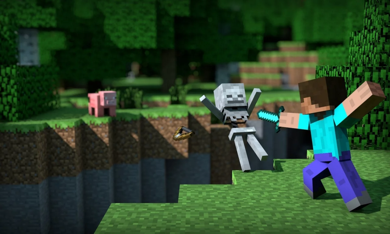 меч, зеленый, minecraft, блок, steave, майнкрафт