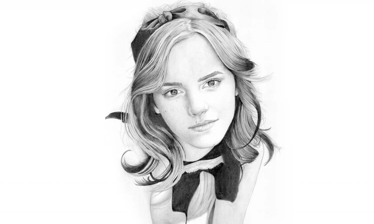 рисунок, карандаш, emma watson, портрет