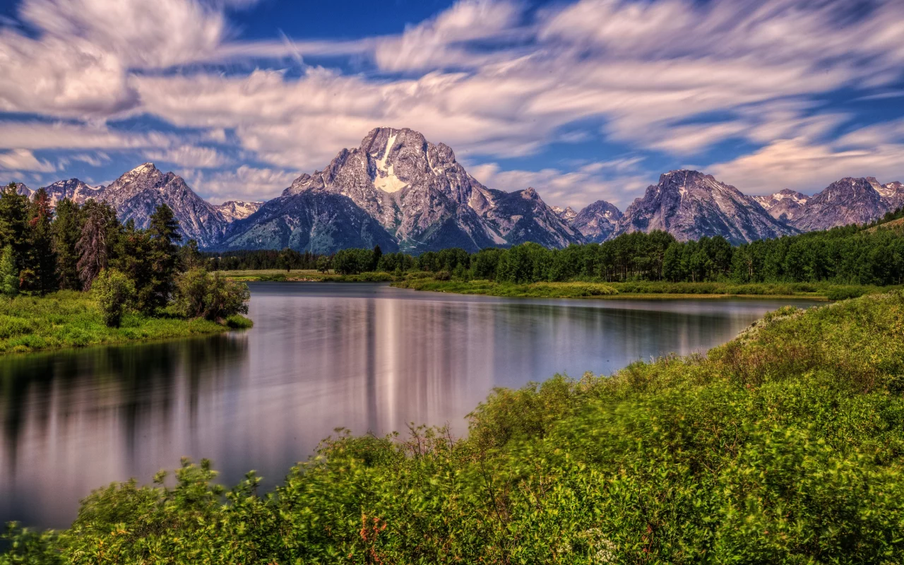 grand teton national park, wyoming, mount moran, snake river, река снейк